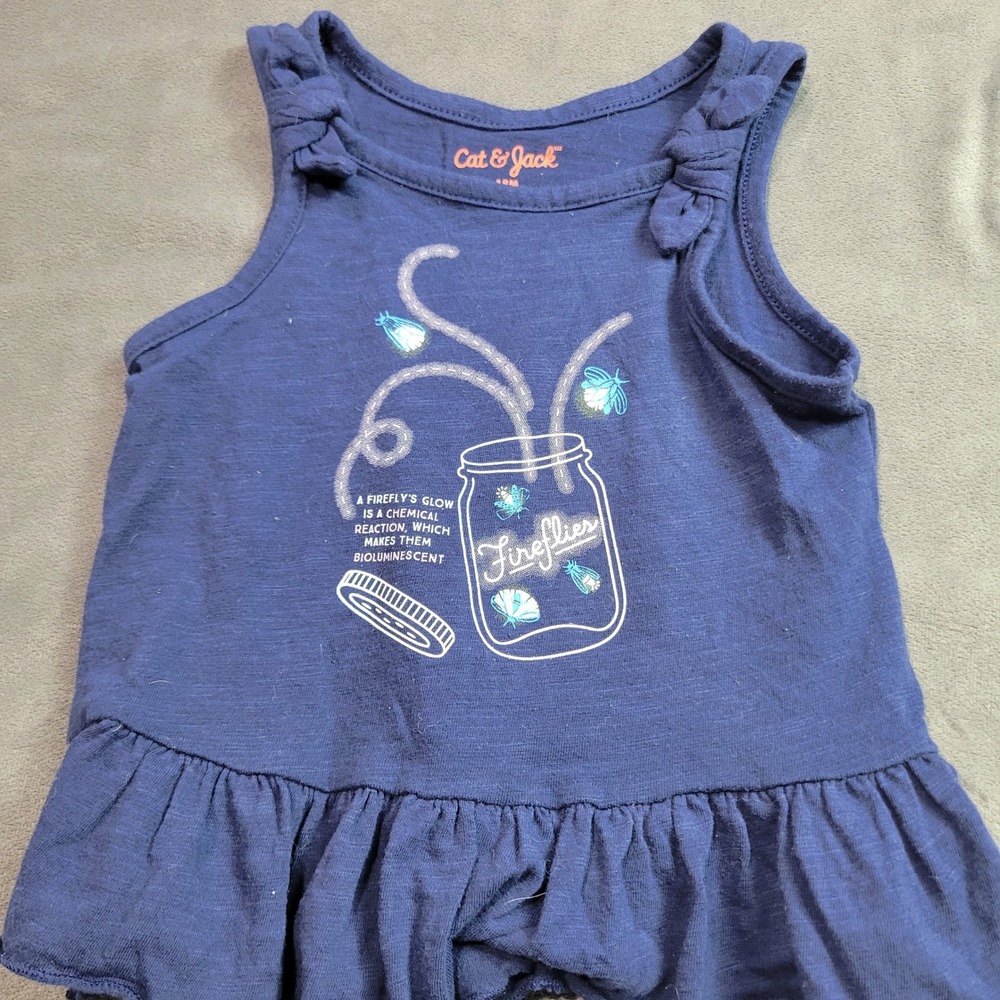 Cat & Jack Baby Girls Navy Blue Firefly Jar Peplum Tank Top 18M 031039394